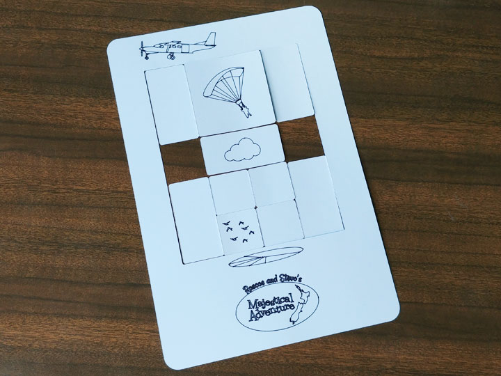 A paper mock up of the shuffle puzzle to test the size